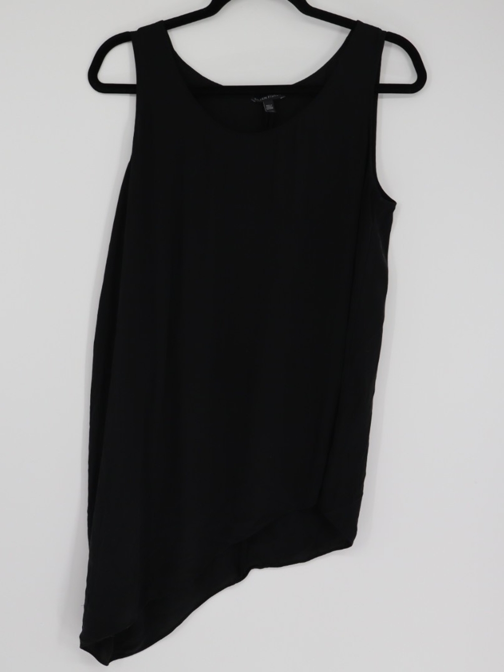 Eileen Fisher Women's Black Silk Asymmetric Hem Sleeveless Shirt Size Medium
